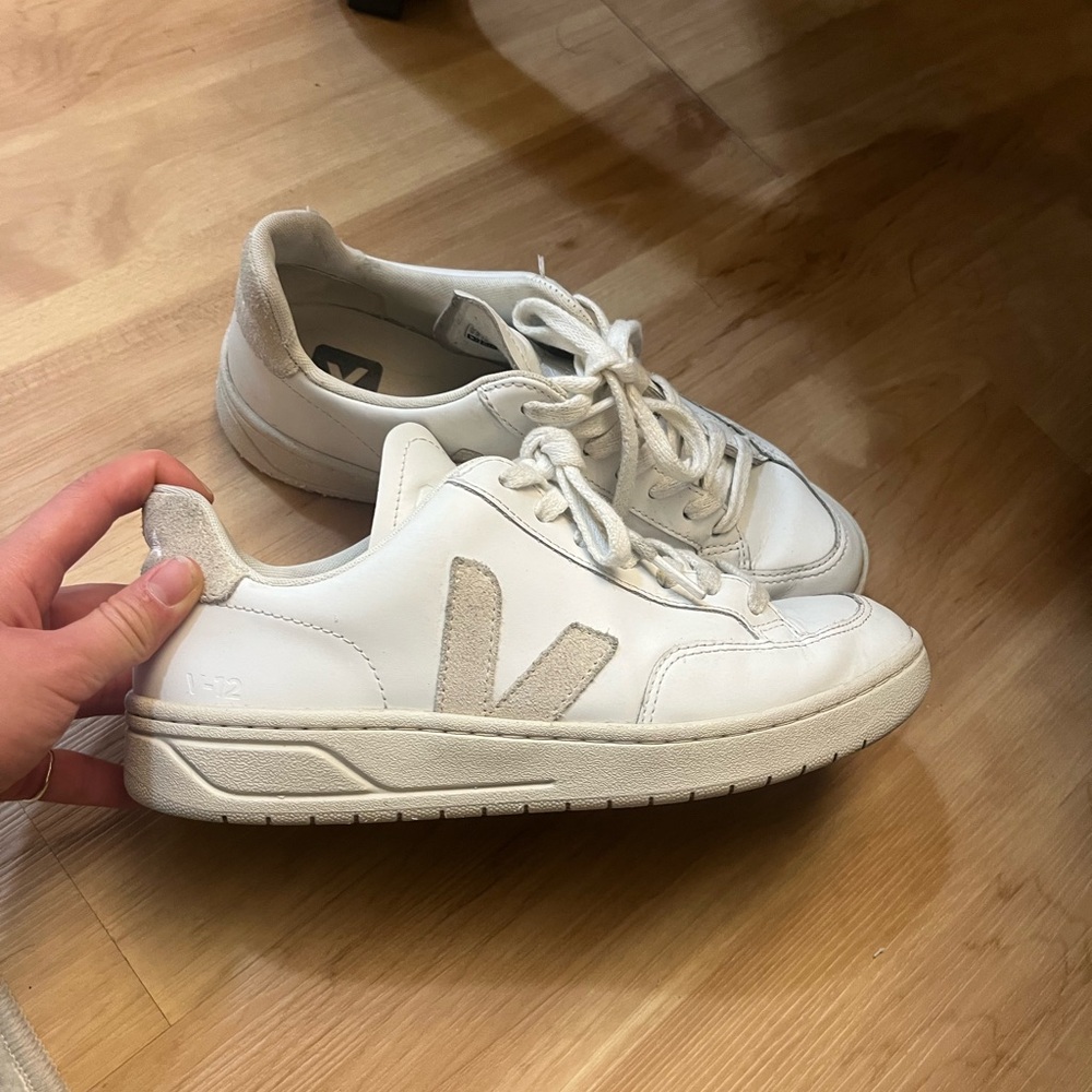 Veja V12 tan and white sneakers